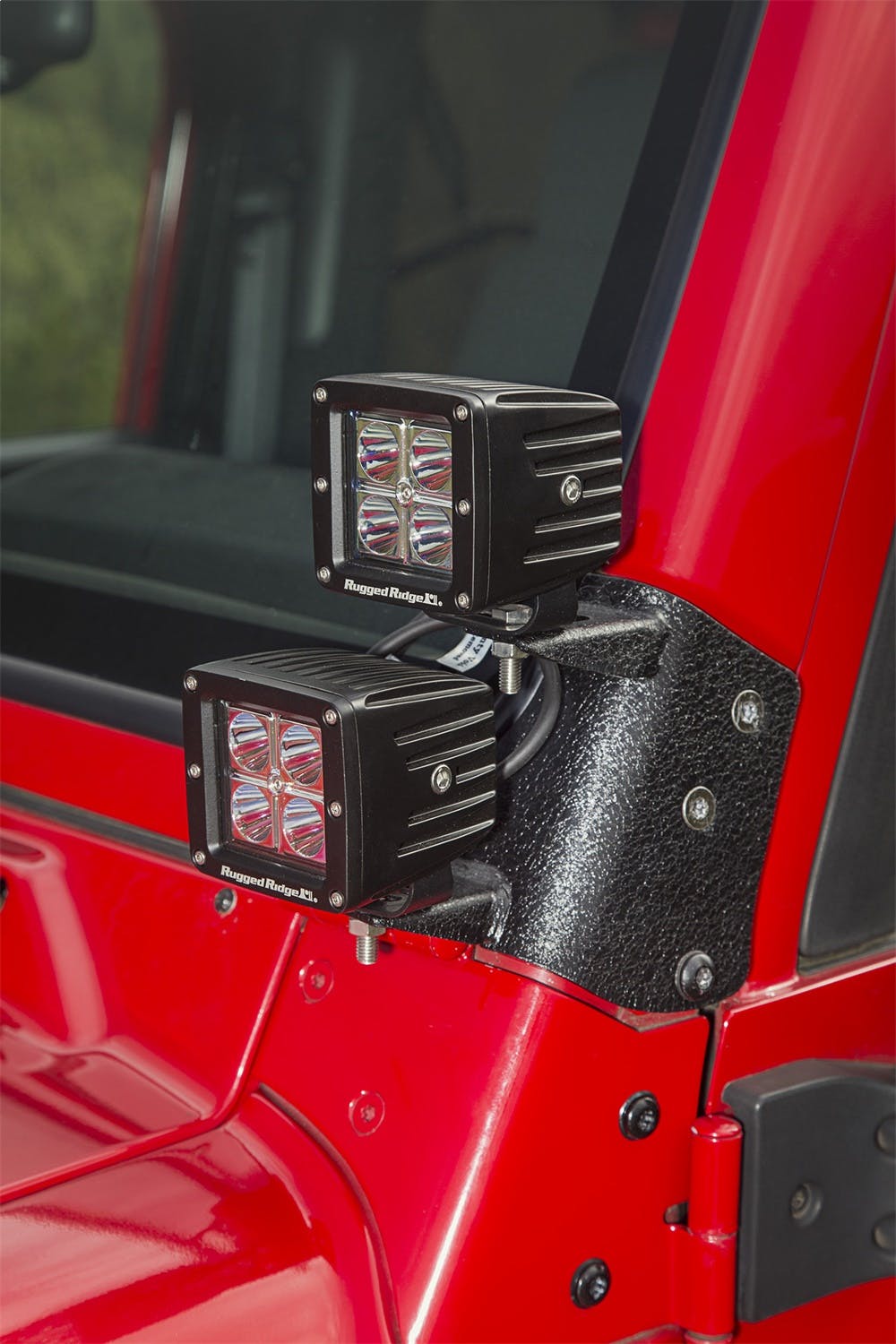 Rugged Ridge 11232.36 Dual A-Pillar Light Mount; 97-06 Jeep Wrangler TJ/LJ