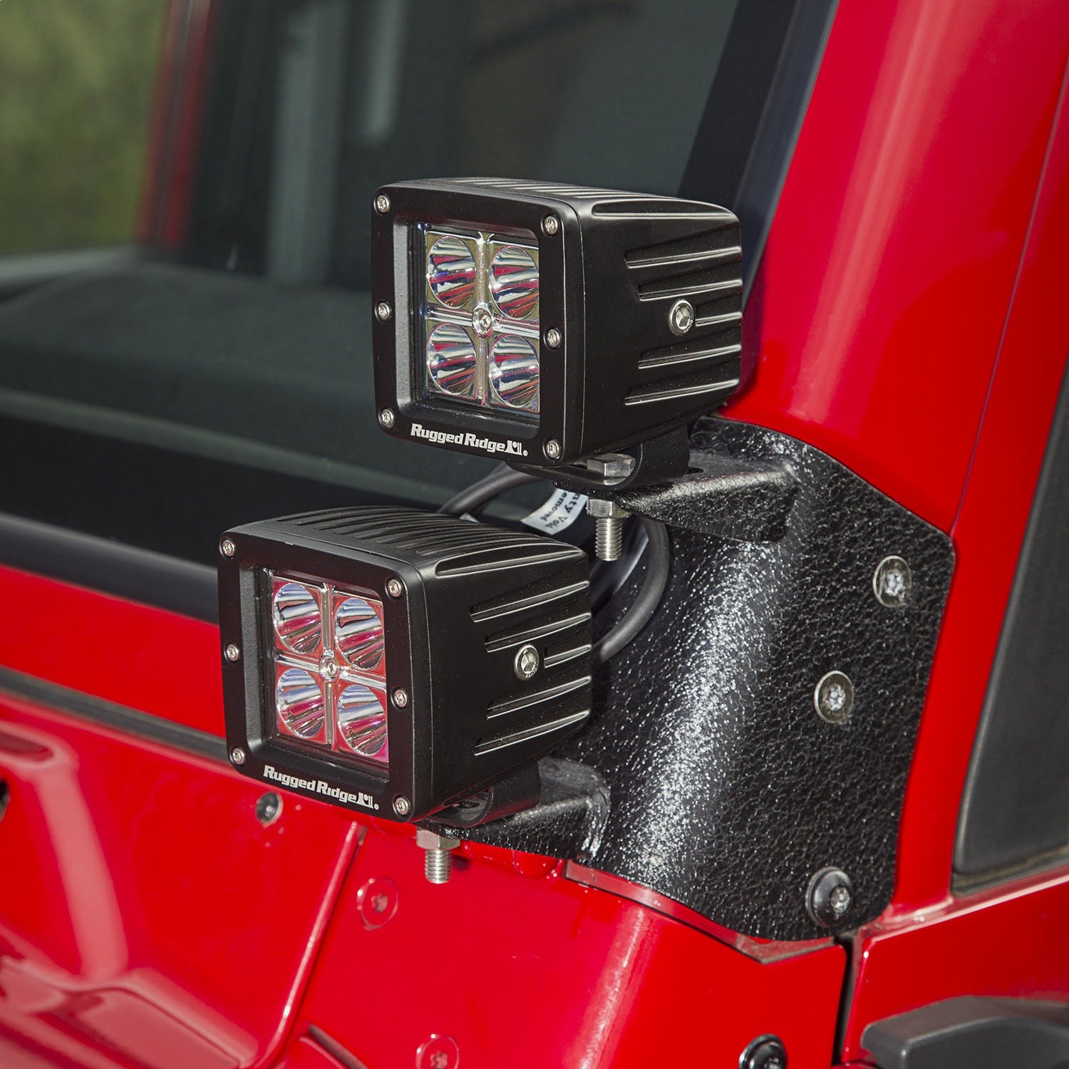 Rugged Ridge 11232.38 Dual A-Pillar LED Kit, 3-Inch Square Lights