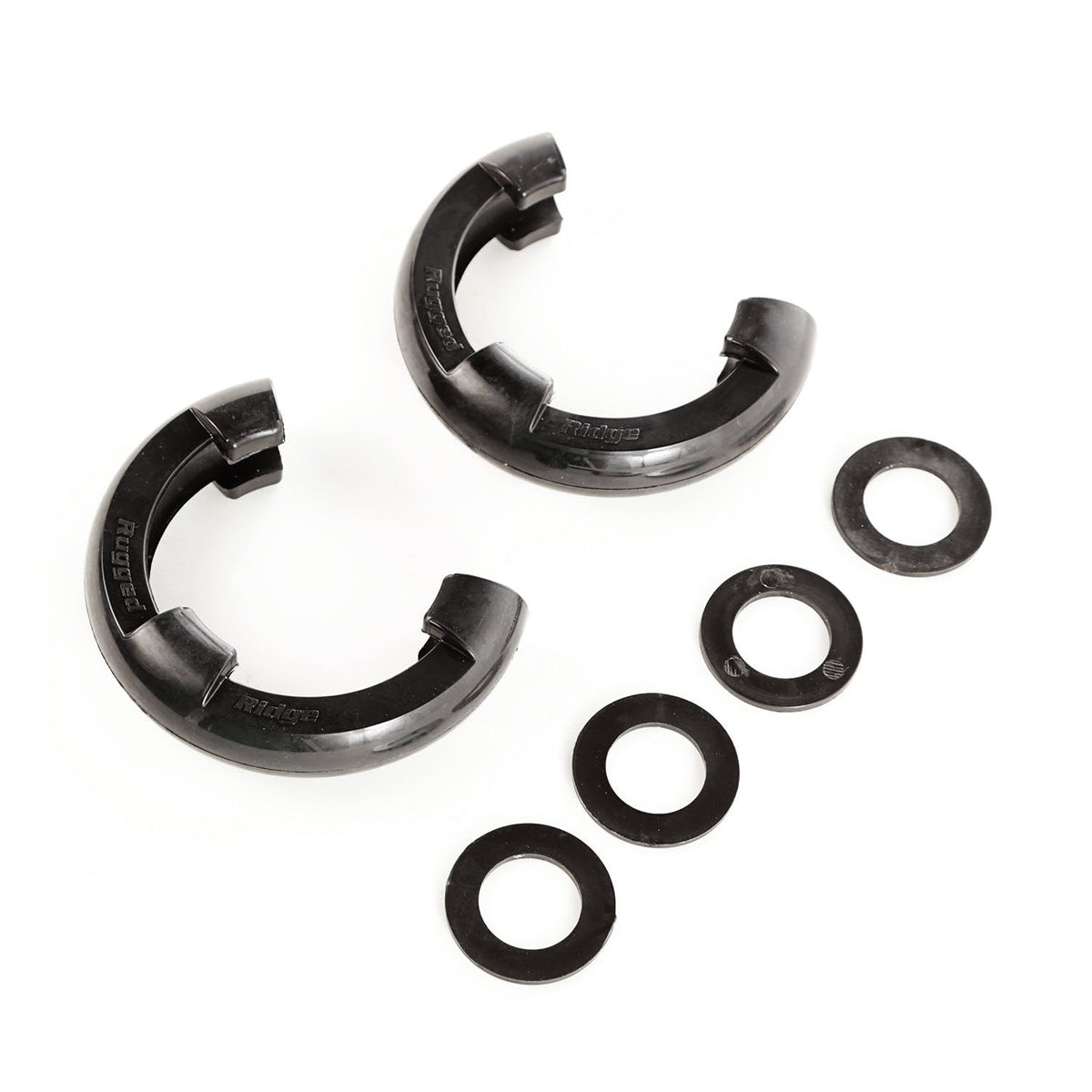 Rugged Ridge 11235.30 D-Shackle Isolator Kit; Black Pair; 3/4-Inch