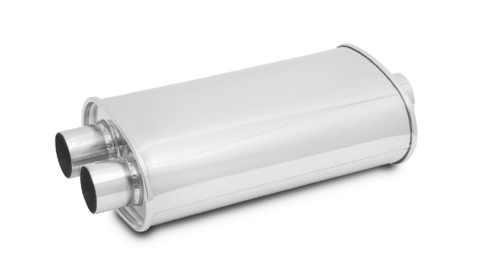Vibrant Performance - 1136 - STREETPOWER Oval Muffler, 3 in. Inlet x 3 in. Dual Outlet (Center In - Dual Out)