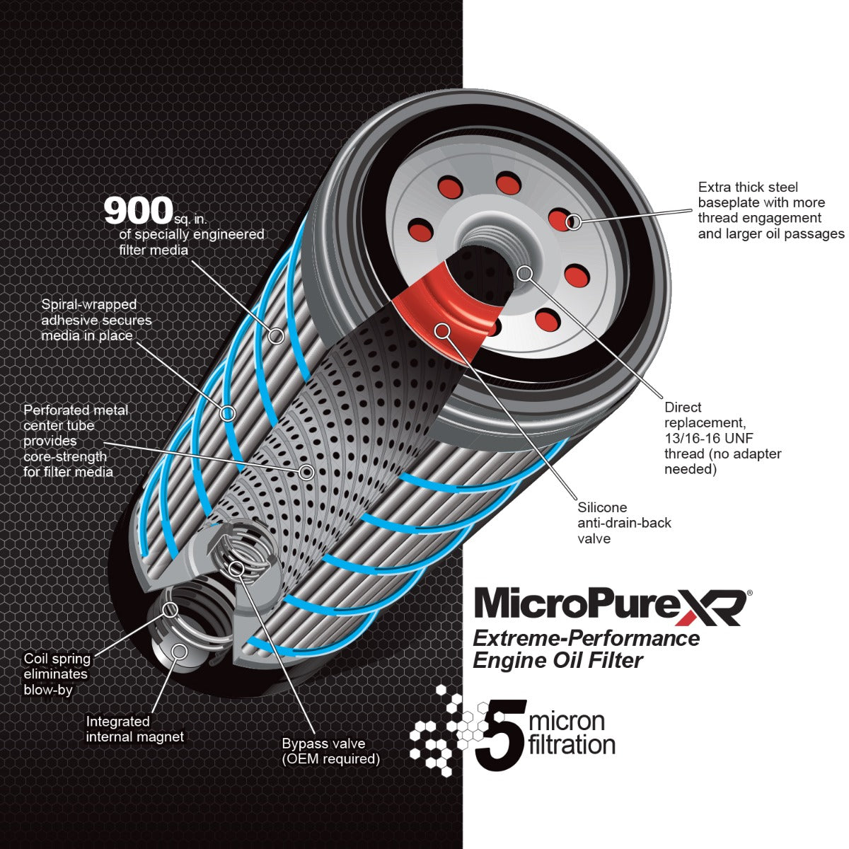 PPE Diesel 2001-2019 GM 6.6L Duramax Engine Oil Filter - MicroPure Extreme-Performance - Featuring TorqSTOP Technology 114000555