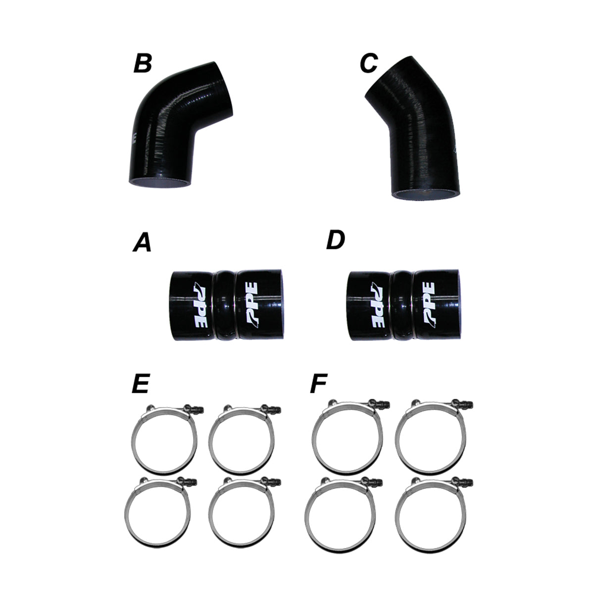 PPE Diesel LLY 04.5-05 Silicone And Clamp Kit Black  115910405