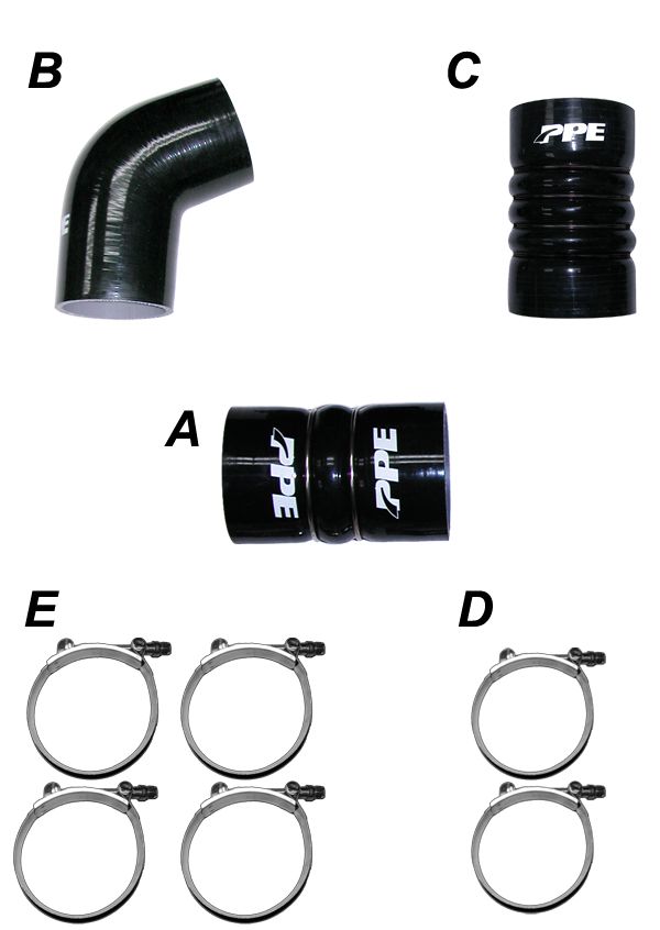 PPE Diesel LBZ/LMM 06-10 Silicone Hose And Clamp Kit Black  115910610