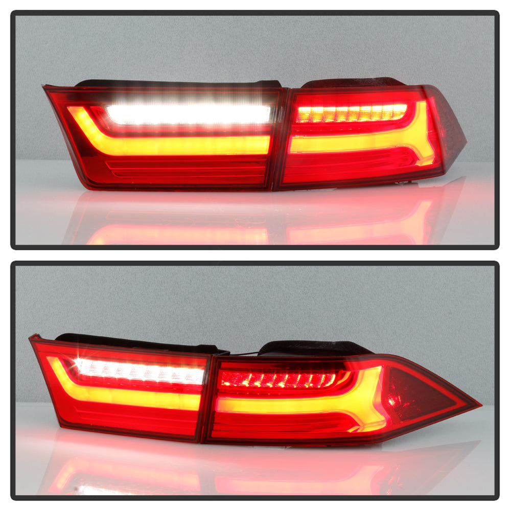 WTautopart LED Tube Tail Brake Lights – Pair Red/Chrome For 2004-2008 Acura TSX, LH+RH Rear Lamps