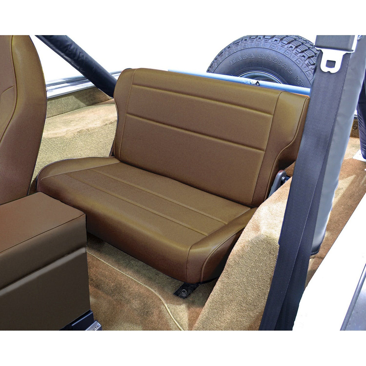 Rugged Ridge 13462.07 Fold and Tumble Rear Seat; Nutmeg; 76-95 Jeep CJ/Wrangler YJ