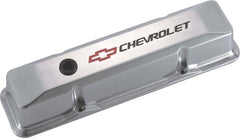 PROFORM 141-108 Engine Valve Covers; Tall Style; Die Cast; Polished with Bowtie Logo; SB Chevy