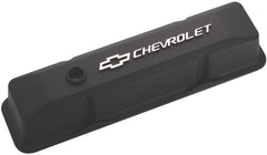 PROFORM 141-119 Engine Valve Covers; Tall Style; Die Cast; Black w Milled Bowtie Logo; SB Chevy