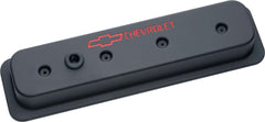 PROFORM 141-131 Engine Valve Covers; Center Bolt Style; Die Cast; Black w/ Bowtie Logo; SB Chevy