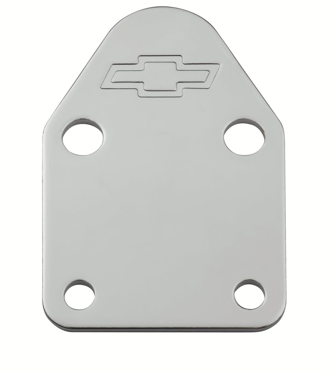 PROFORM 141-210 Fuel Pump Block-Off Plate; Chrome with Bowtie Logo; Fits SB Chevy V8 Engines