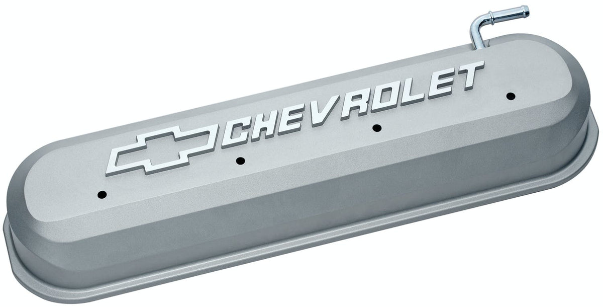 PROFORM 141-263 Engine Valve Covers; Tall Style; Die Cast; Gray with Bowtie Logo; LS Engines