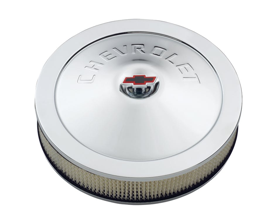 PROFORM 141-302 Engine Air Cleaner Kit; 14 Inch Diam; Chrome; Chevy Lettering with Bowtie Nut