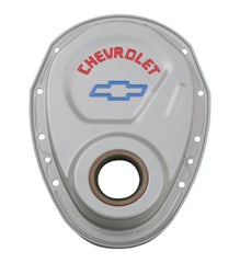 PROFORM 141-363 Timing Chain Cover; Gray; Steel; With Chevy and Bowtie Logo; For SB Chevy 69-91