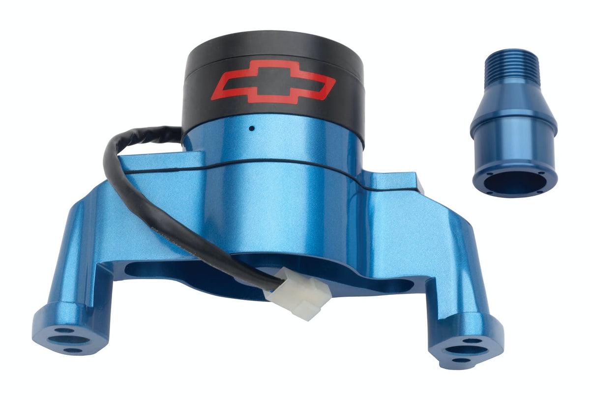 PROFORM 141-653 Electric Engine Water Pump; Aluminum; Blue with Bowtie Logo; Fits SB Chevy