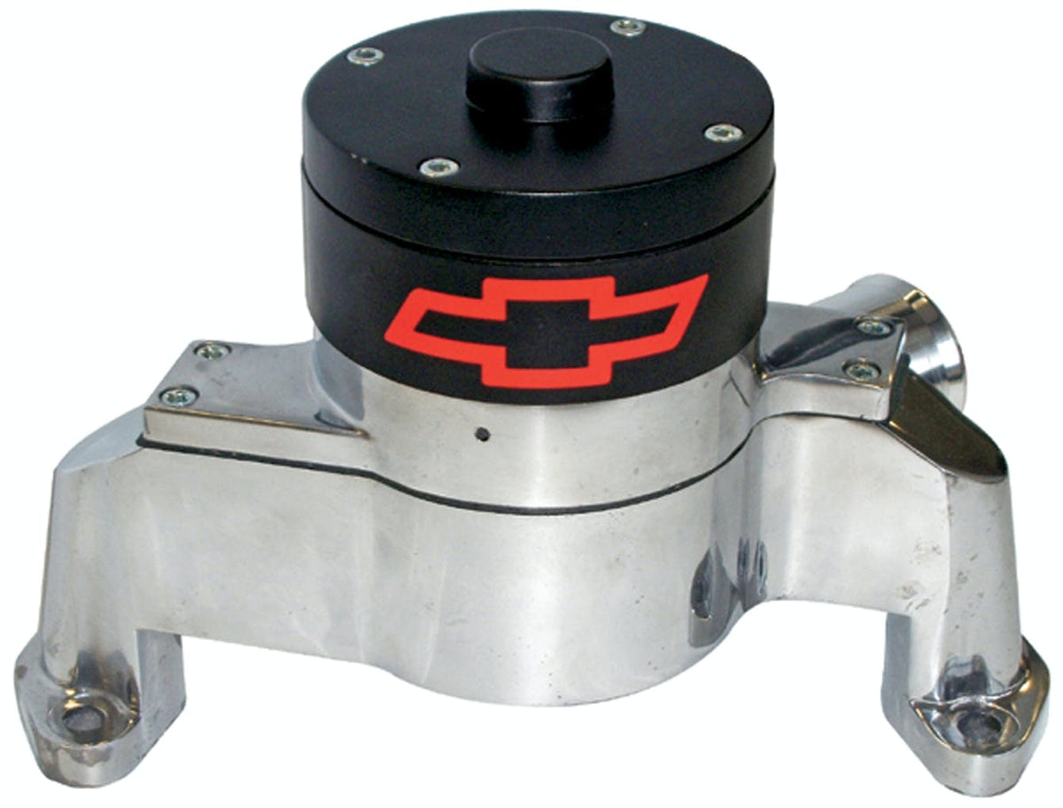 PROFORM 141-654 Electric Engine Water Pump; Aluminum; Polished with Bowtie Logo; Fits SB Chevy