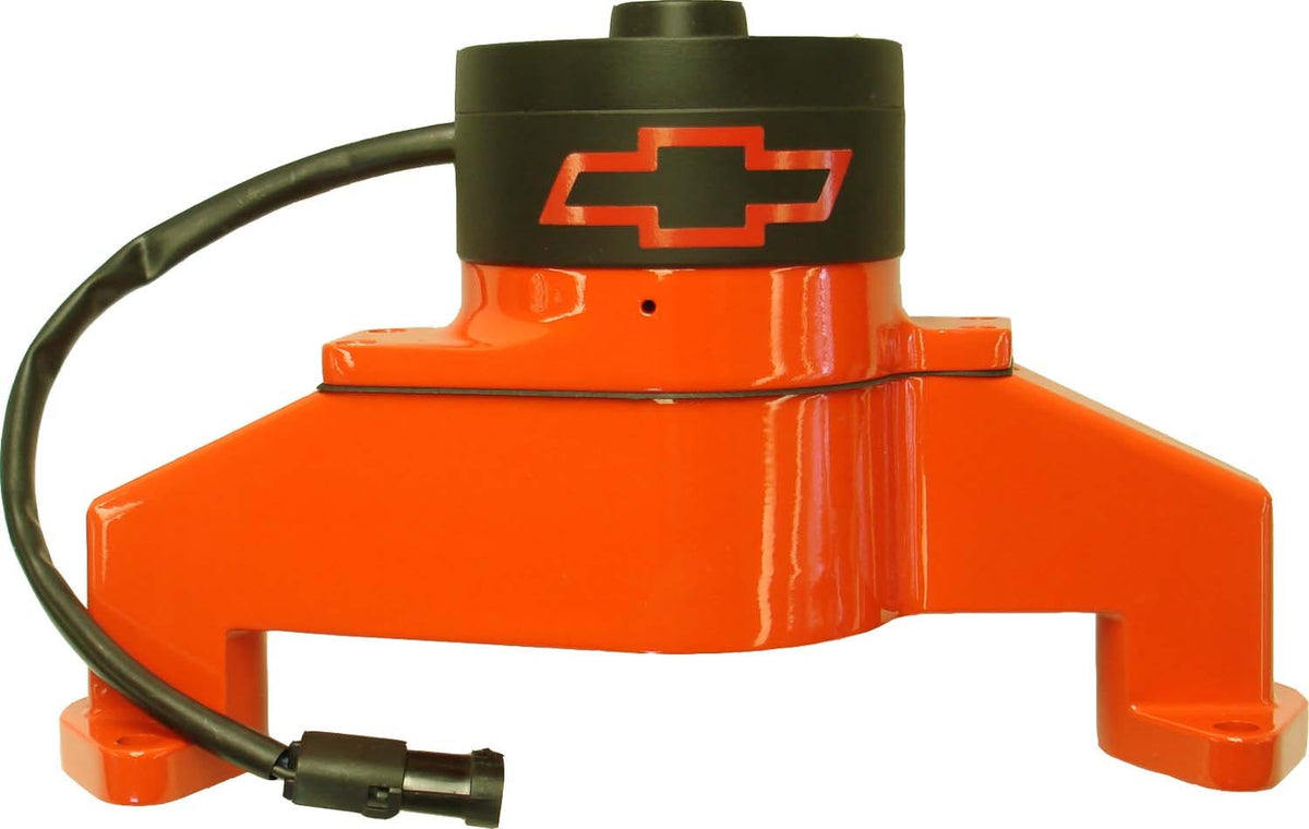 PROFORM 141-675 Electric Engine Water Pump; Aluminum; Orange with Bowtie Logo; Fits BB Chevy