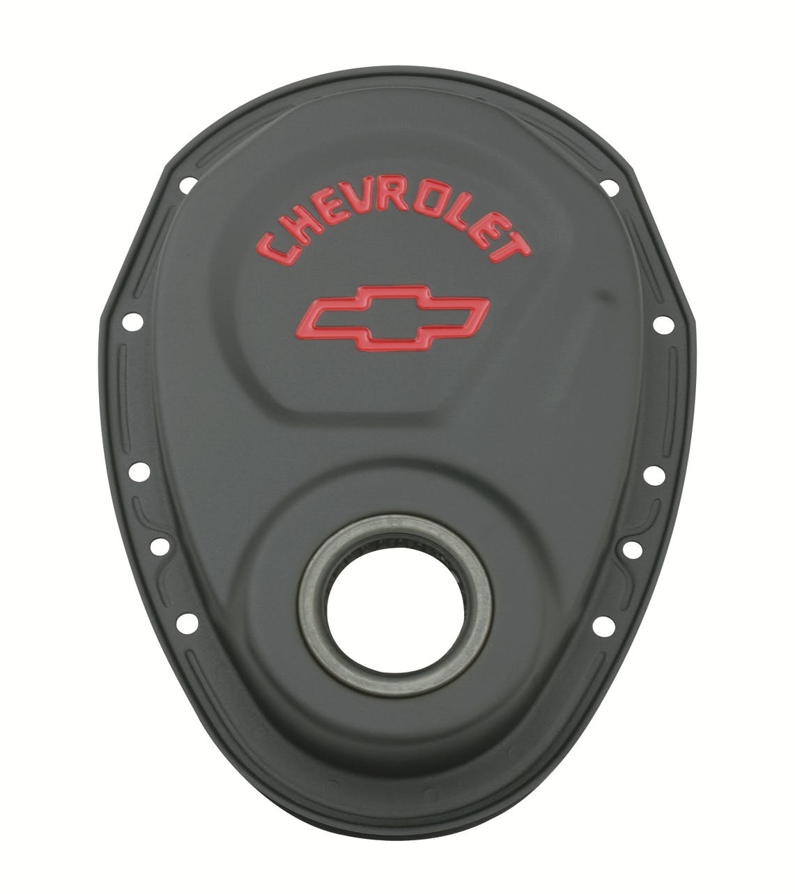 PROFORM 141-753 Timing Chain Cover; Black; Steel; With Chevy and Bowtie Logo; For SB Chevy 69-91