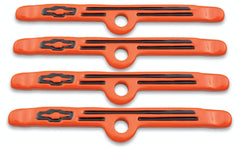 PROFORM 141-782 Engine Valve Cover Holdown Clamps; Orange with Black Bowtie Logo; SB Chevy; 4 Pc