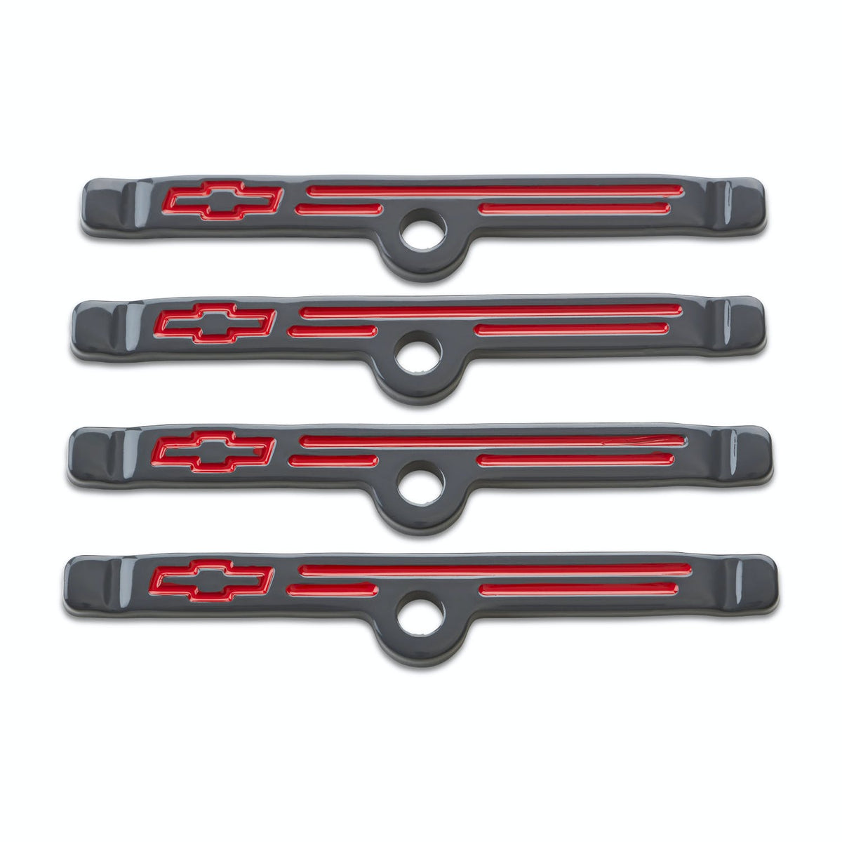 PROFORM 141-885 Engine Valve Cover Hold down Clamps; Shark Gray w/Bowtie Emblem; SBC Gen 1; 4 Pc