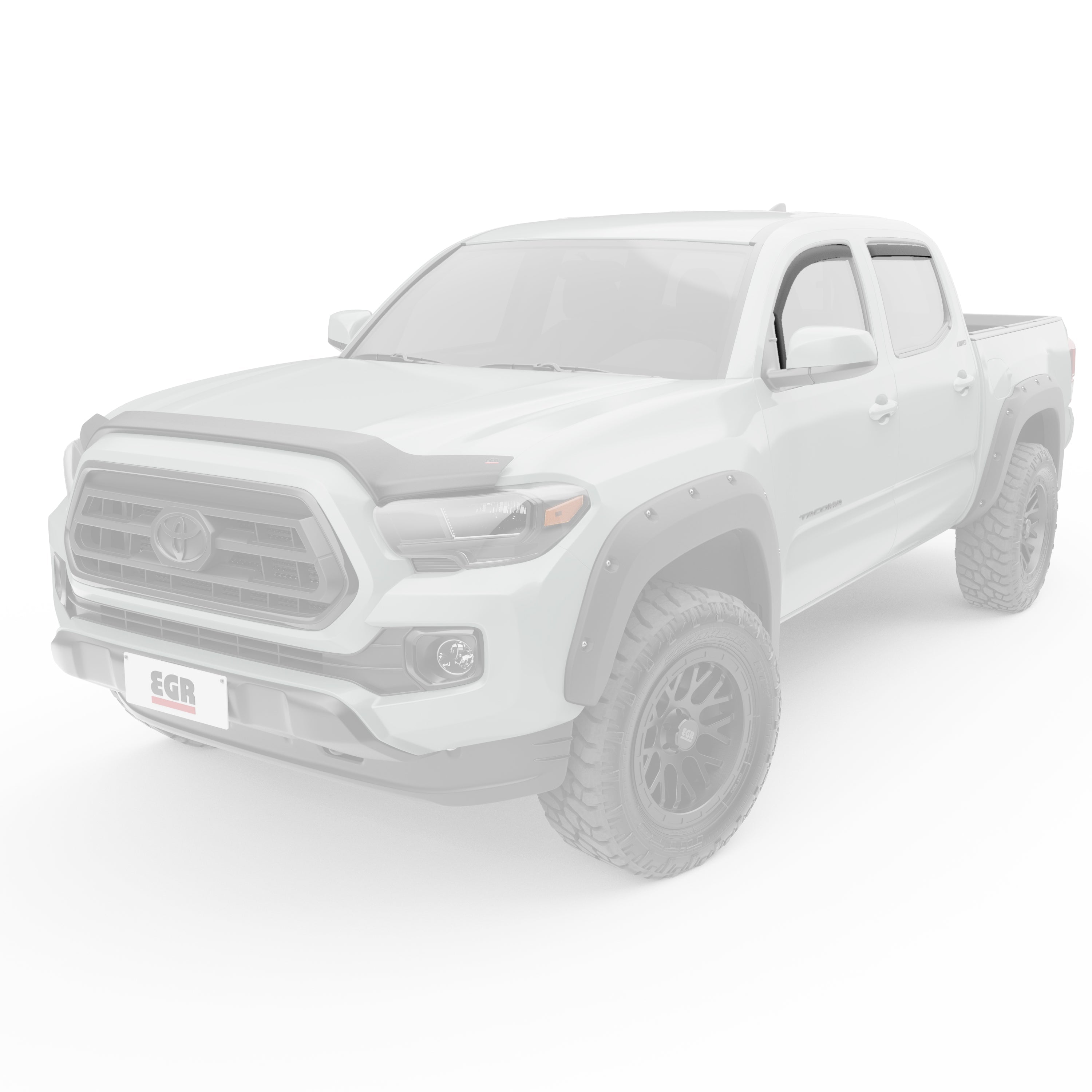 EGR in-channel window visors front & rear set matte black Crew Cab 16-22 Toyota Tacoma