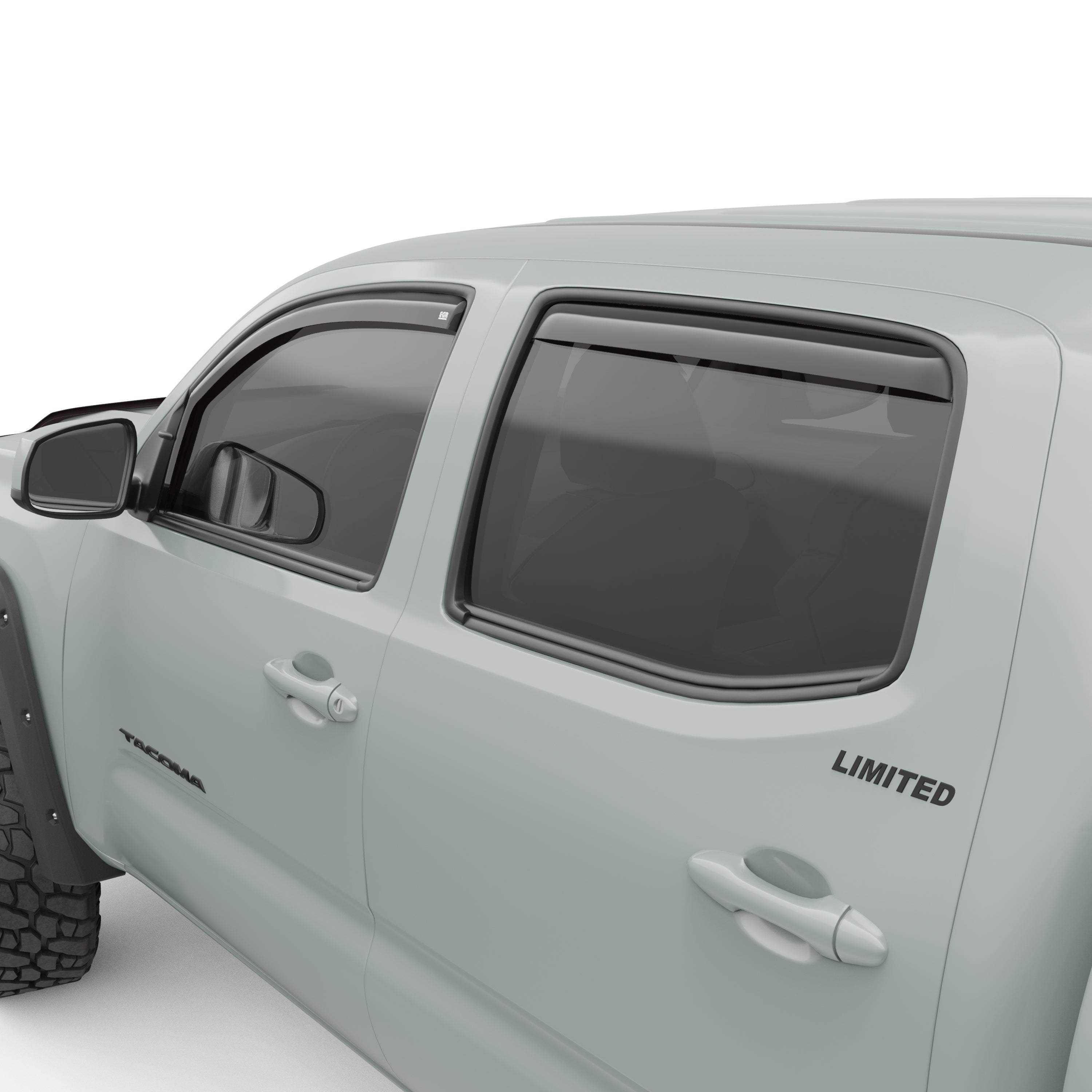 EGR in-channel window visors front & rear set dark smoke Crew Cab 16-22 Toyota Tacoma