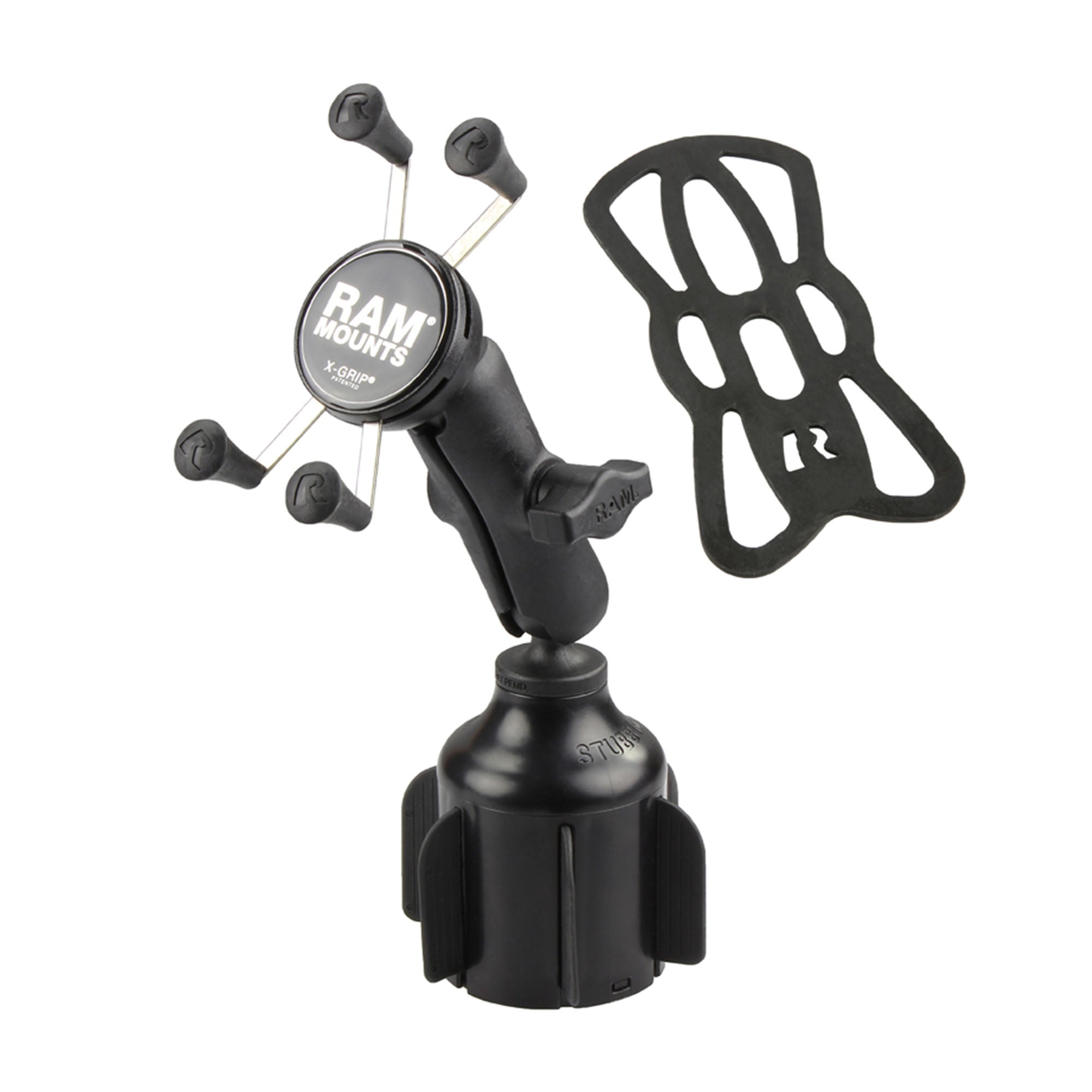 RAM Black X-Grip with Stubby Cup Holder Base Rugged Vehicle Mount