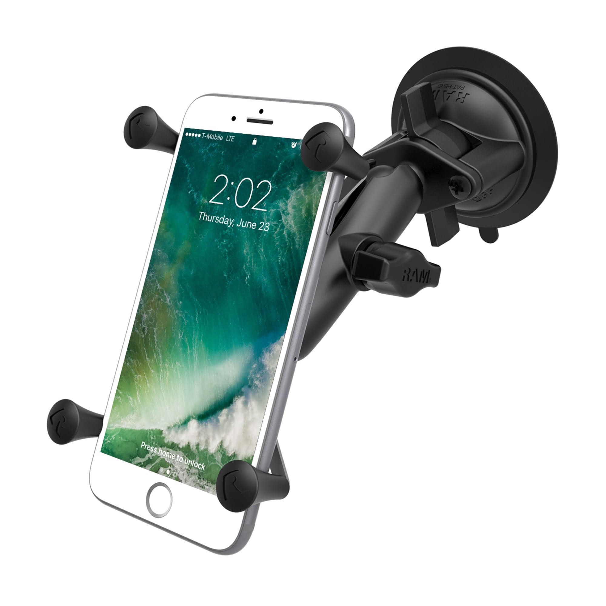 RAM Black Large X-Grip with Twist Lock Suction Cup Base Rugged Vehicle Mount