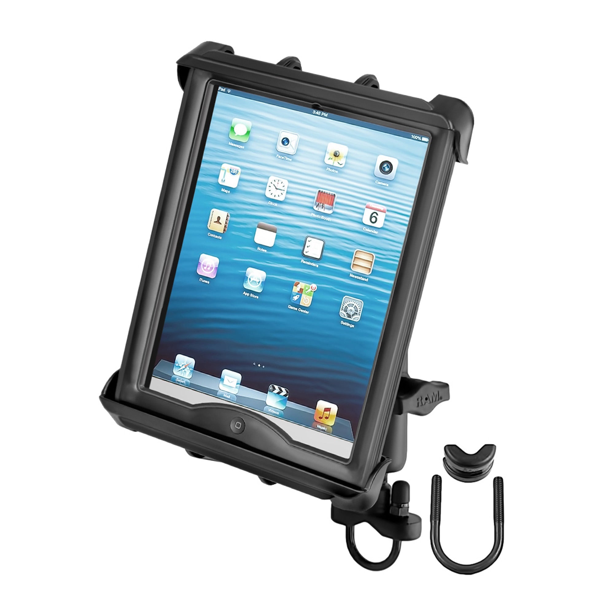 RAM Tab-Tite Handlebar U-Bolt Mount for Large 10" Tablets with Cases - Medium Arm - B Size