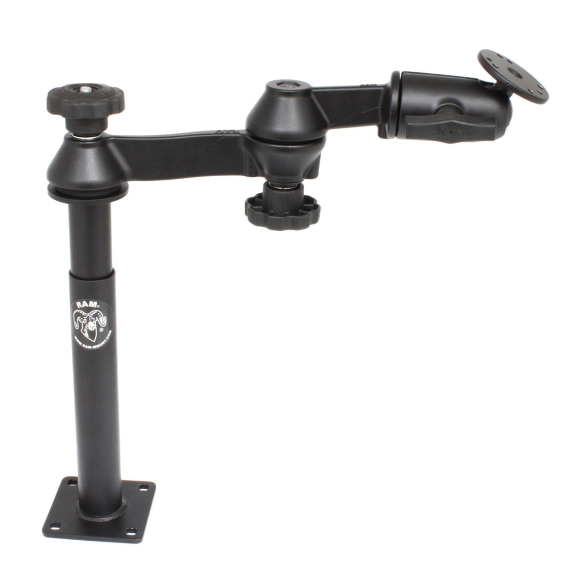 RAM Tele-Pole with 8" & 9" Poles, Double Swing Arms & Round Plate - C Size