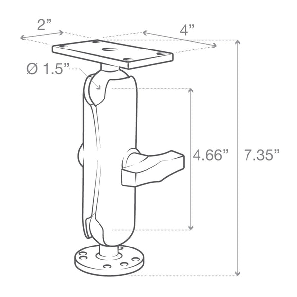 RAM Drill-Down Double Ball Mount for Humminbird Helix 7