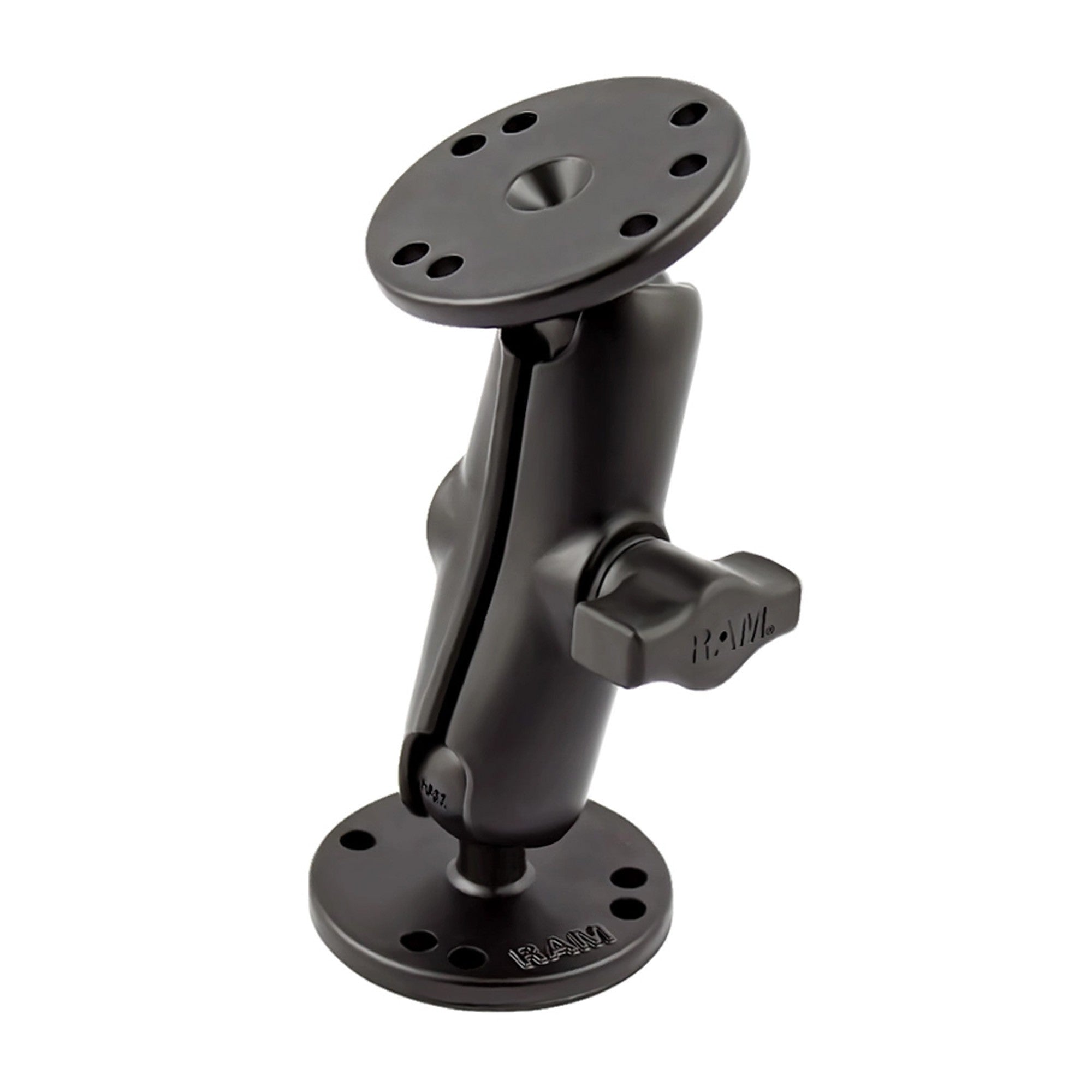 RAM Universal Double Ball Mount with Two Round Plates - Medium Arm - Size B