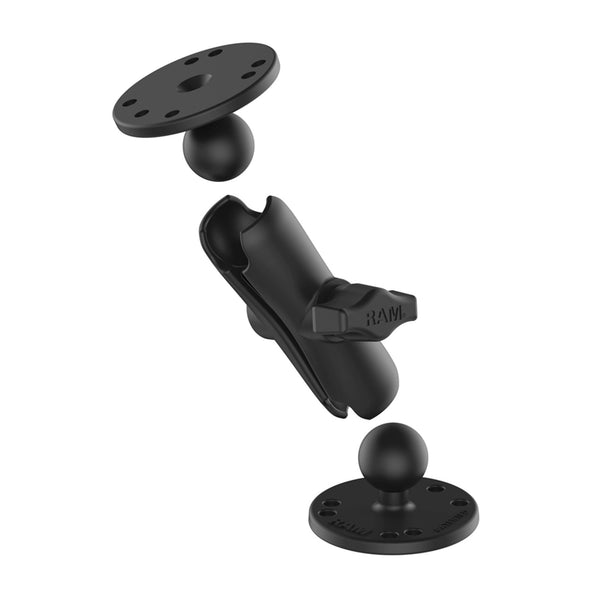 RAM Universal Double Ball Mount with Two Round Plates - Medium Arm - Size B