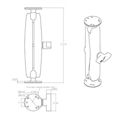 RAM Double Ball Mount with Two Round Plates - C-Size - Long Arm