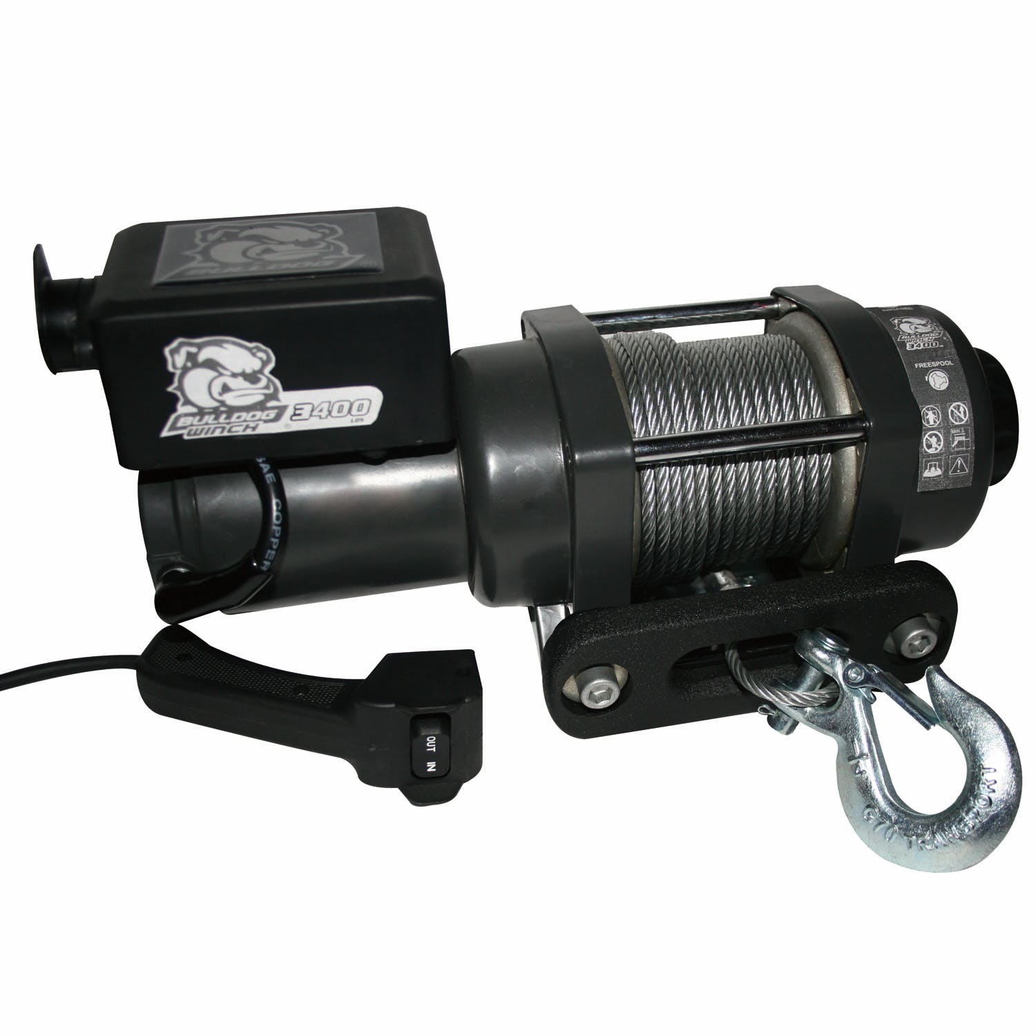 Bulldog Winch Co LLC 15017 3400lb Trailer/Utility Winch 45 Wire Rope, Hawse Fairlead, Mnt Plate