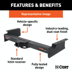 CURT 15320 Xtra Duty Class 5 Trailer Hitch, 2 Receiver, Select Chevy Express, GMC Savana