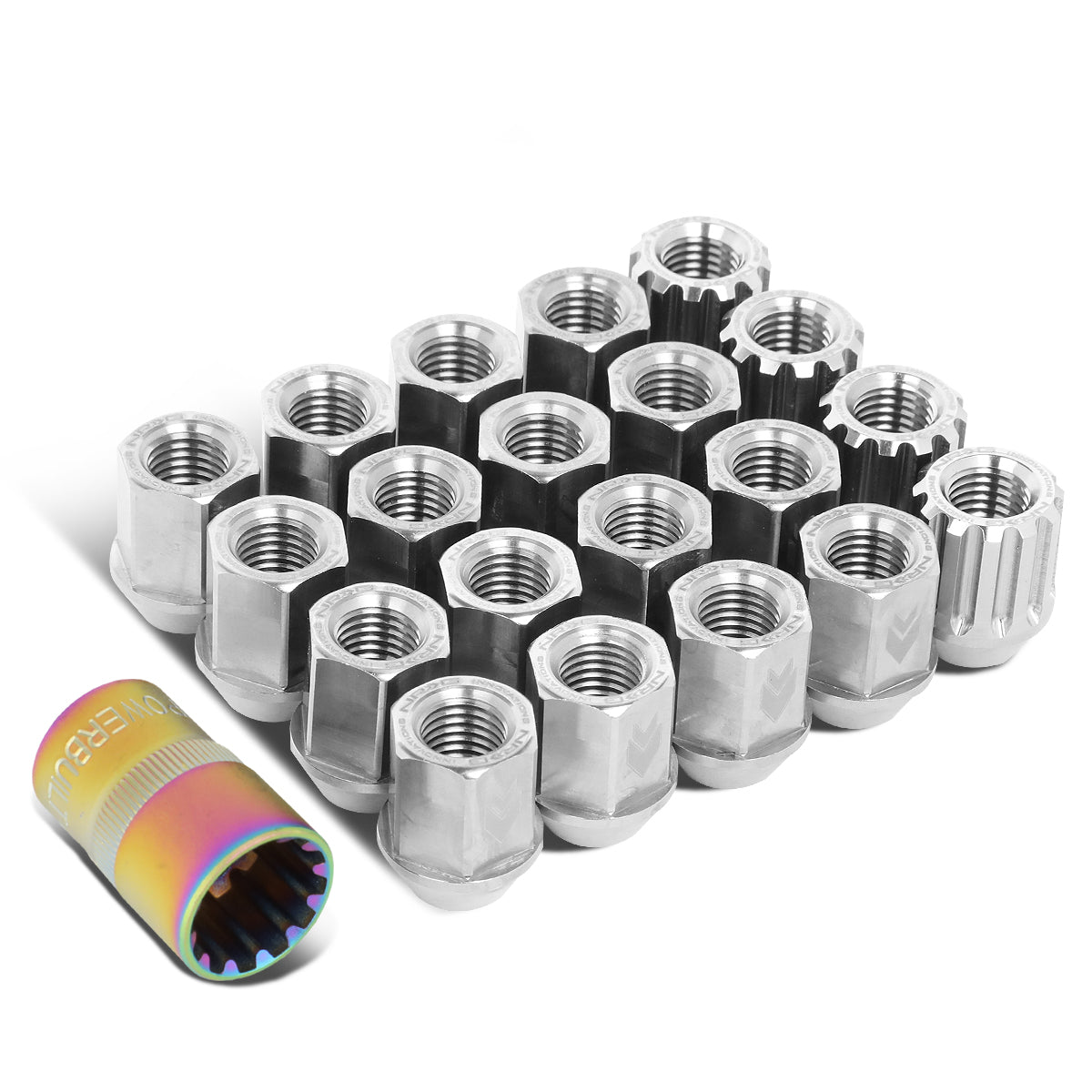 NRG Innovations 200 Series "Titanium" Lug Nut M12x1.5 Set 21 pc - 5 Lug Sets LN-T200SL-21