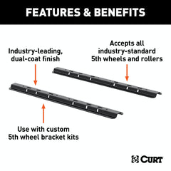 CURT 16100 Universal 5th Wheel Base Rails, 25K (Gloss Black)