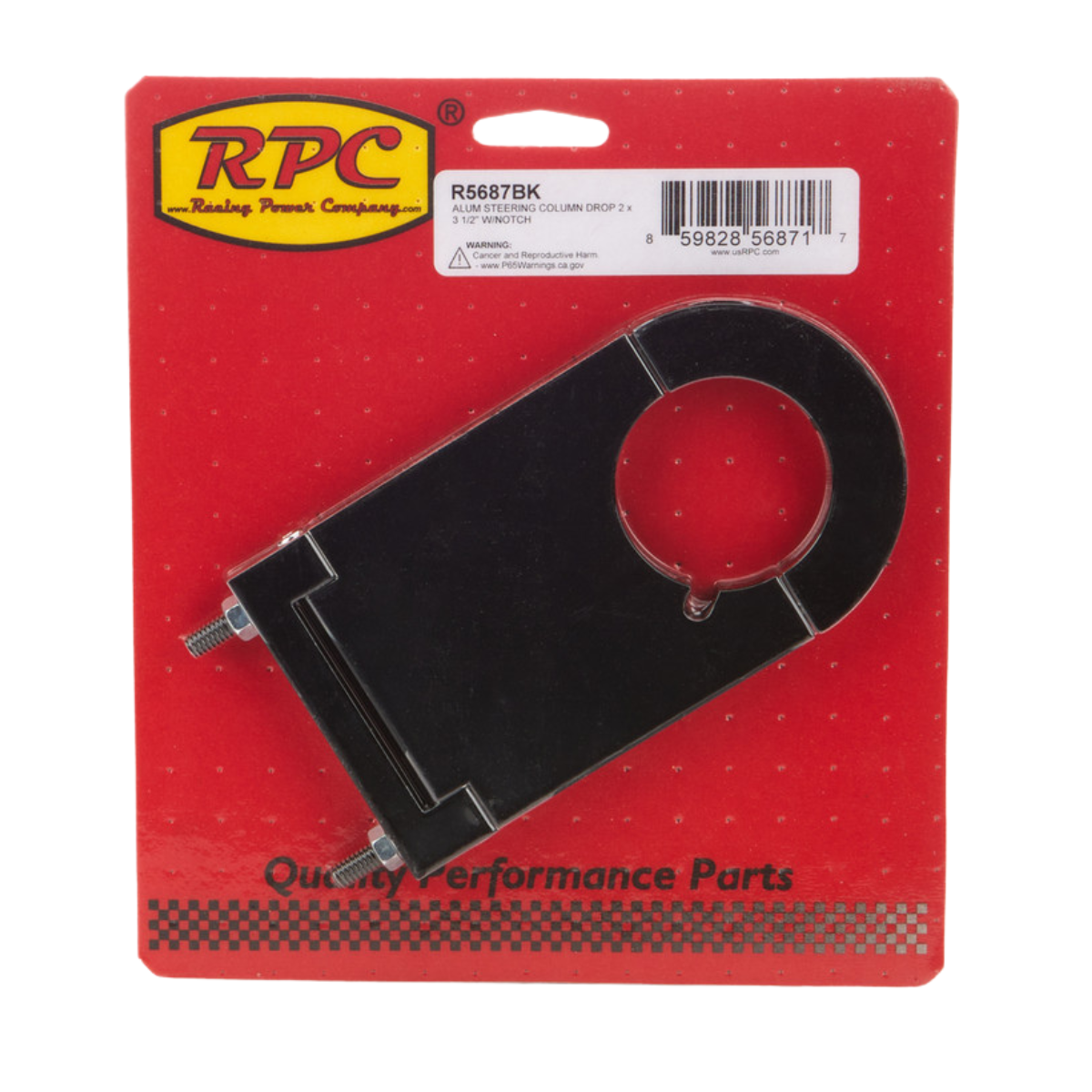 Racing Power Company R5687BK Alum Steering Column Drop 2 X 3 1/2 inch with Notch