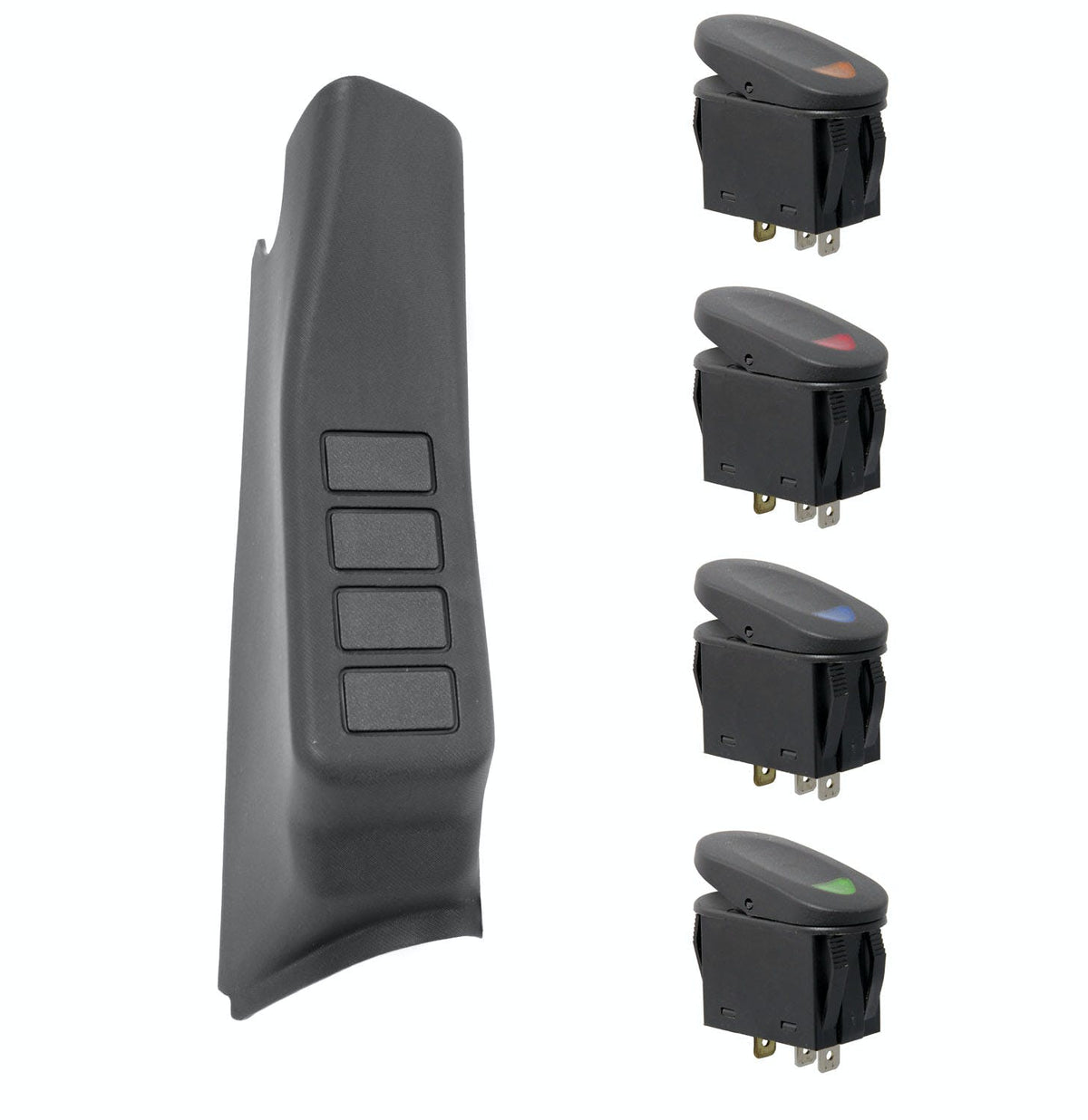 Rugged Ridge 17235.87 A-Pillar 4 Switch Pod Kit, Black, Right