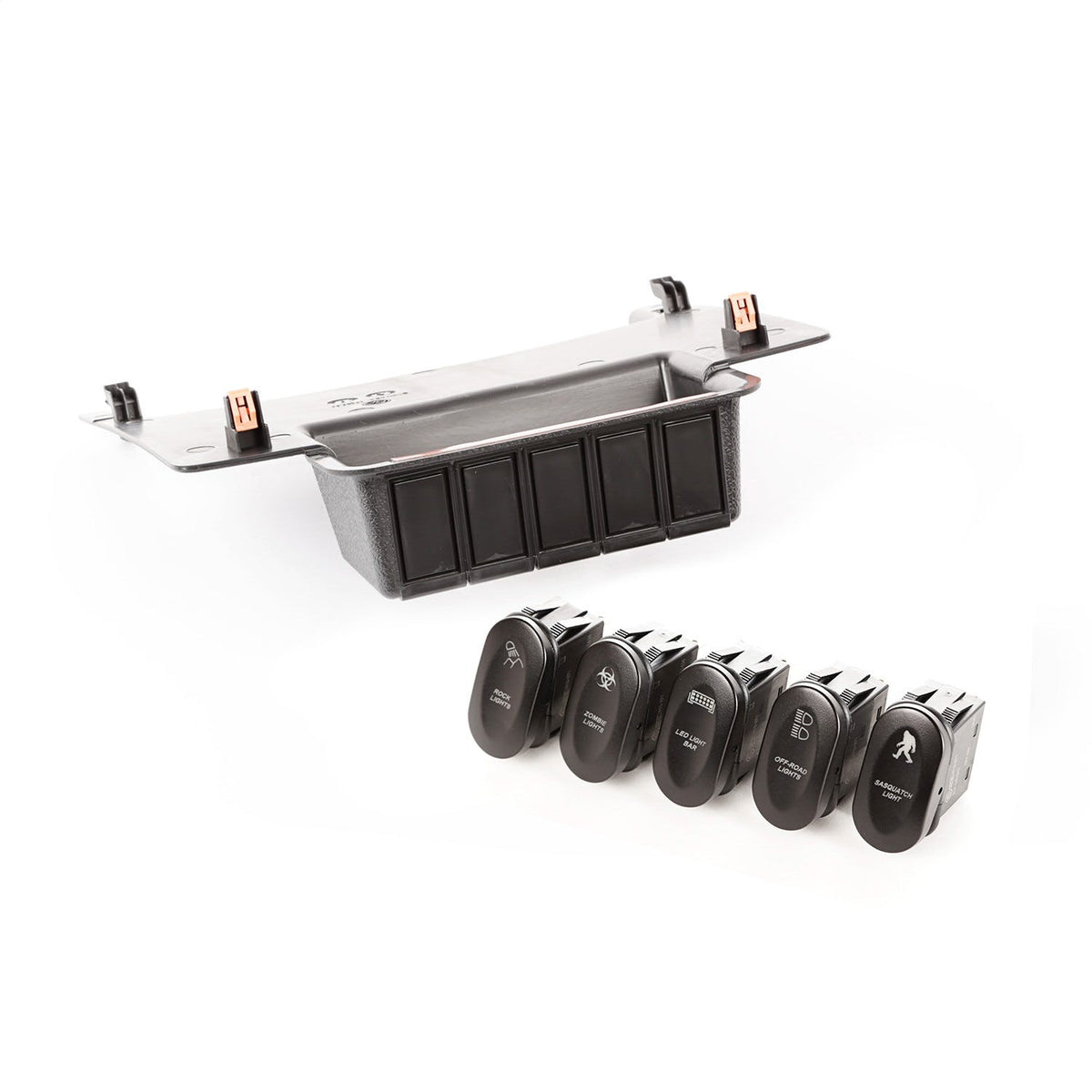 Rugged Ridge 17235.73 Etched Lower 5 Switch Panel Kit; 11-17 Jeep Wrangler JK