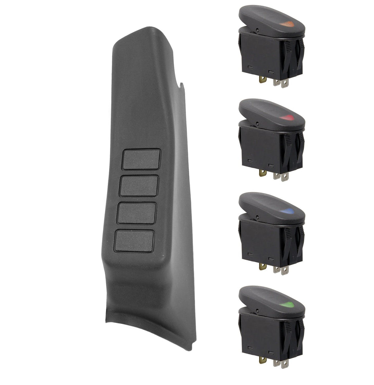 Rugged Ridge 17235.96 A-Pillar 4 Switch Pod Kit, Black Left