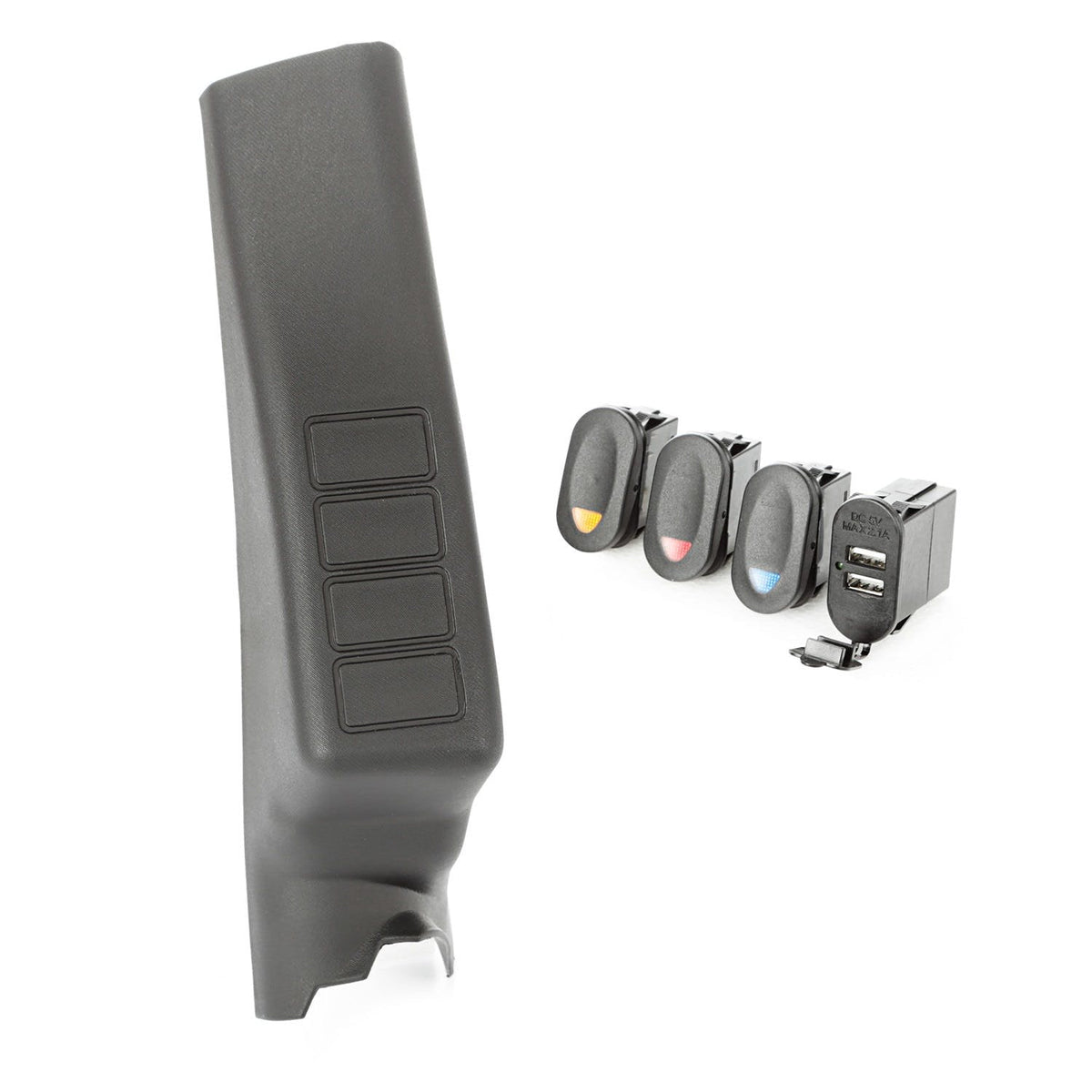 Rugged Ridge 17235.98 A-Pillar Pod Kit; 3 Switch; Dual USB Connector; 11-17 Wrangler JK/JKU