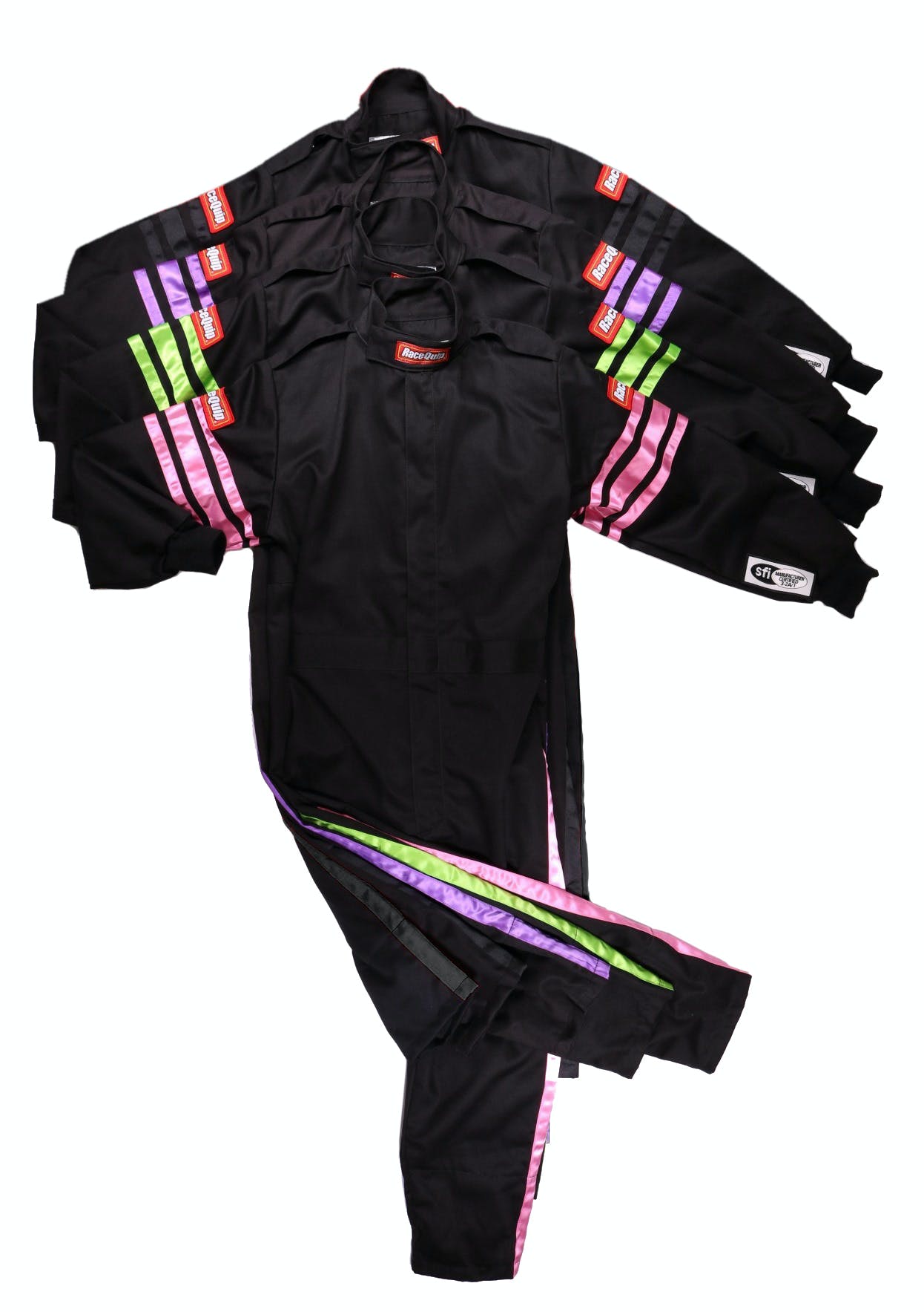 RaceQuip 1950596 SFI-1 Pyrovatex One-Piece Single-Layer Youth Racing Fire Suit (Black/Purple-XL)