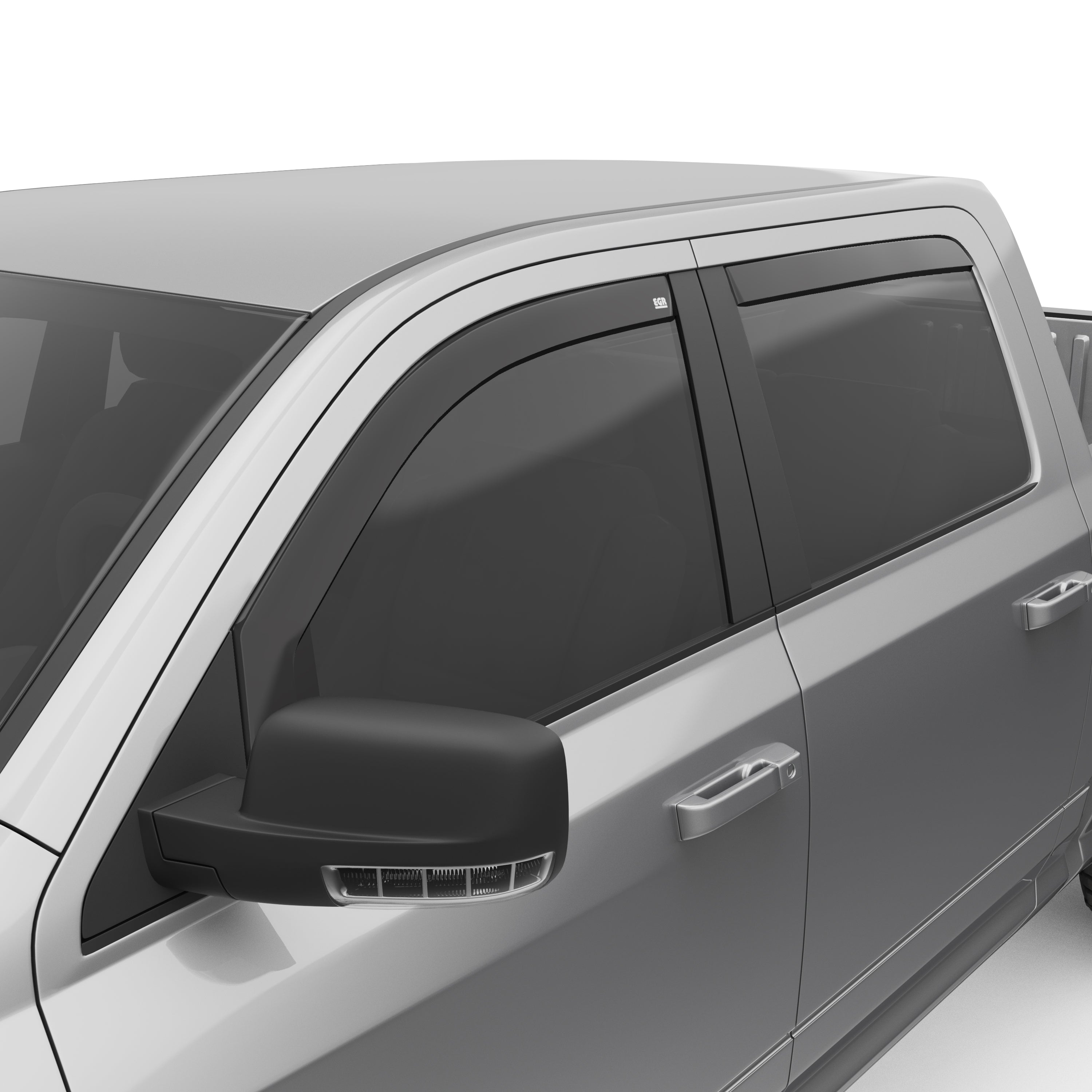 EGR in-channel window visors front & rear set dark smoke Crew Cab 09-18 Dodge Ram 1500 11-18 Ram 2500