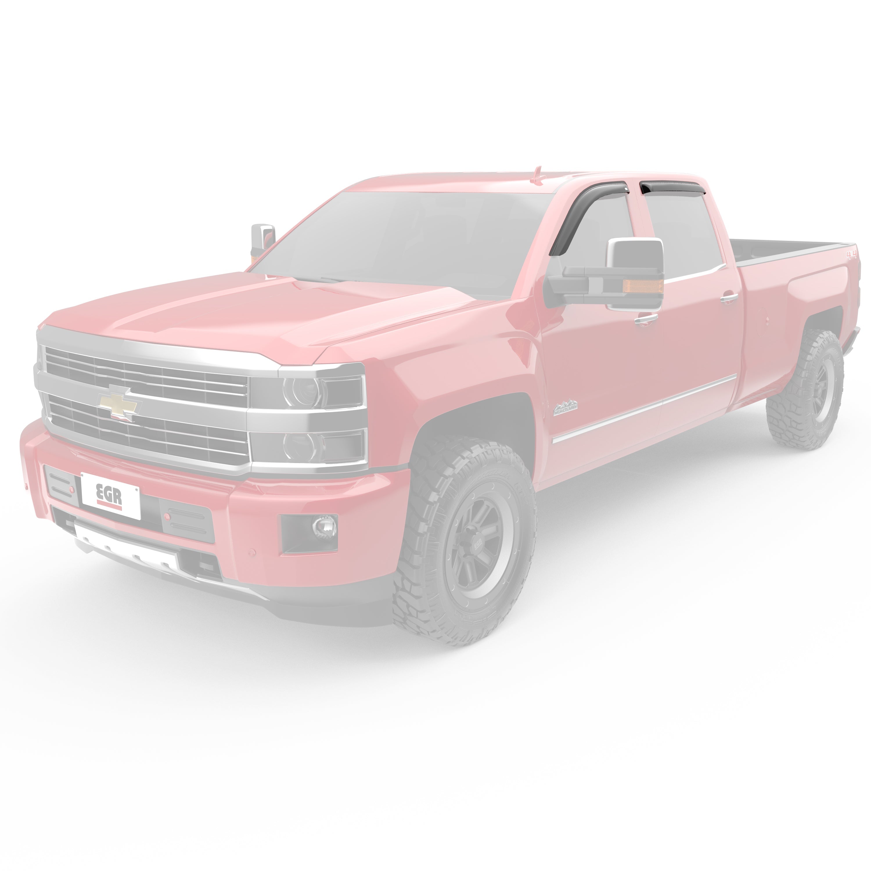 EGR tape-on window visors front & rear set dark smoke Crew Cab 14-18 Chevrolet Silverado & GMC Sierra 1500 15-19 Chevrolet Silverado & GMC Sierra 2500HD 3500HD