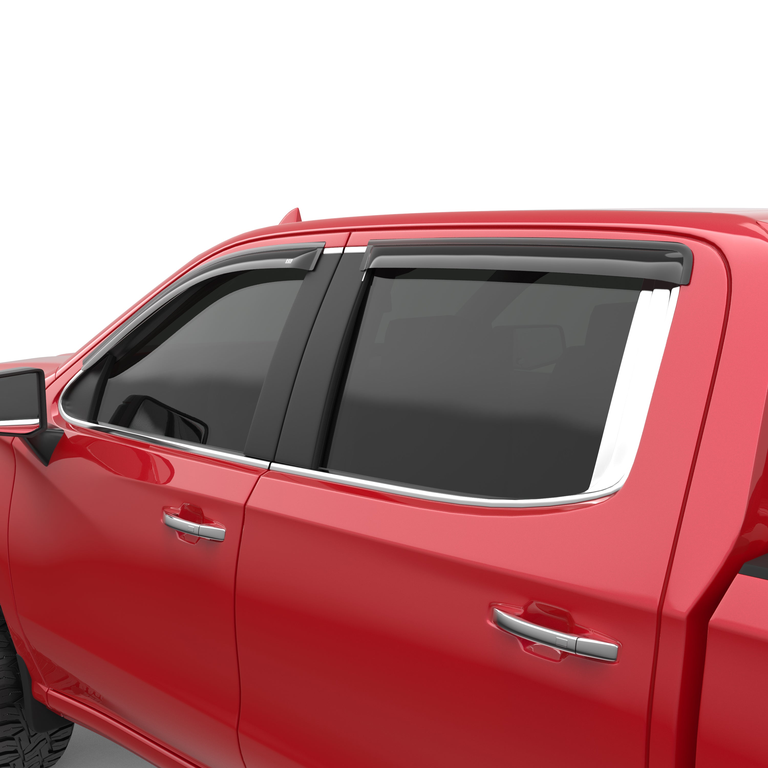 EGR tape-on window visors front & rear set dark smoke Extended Cab 19-22 Chevrolet Silverado 1500