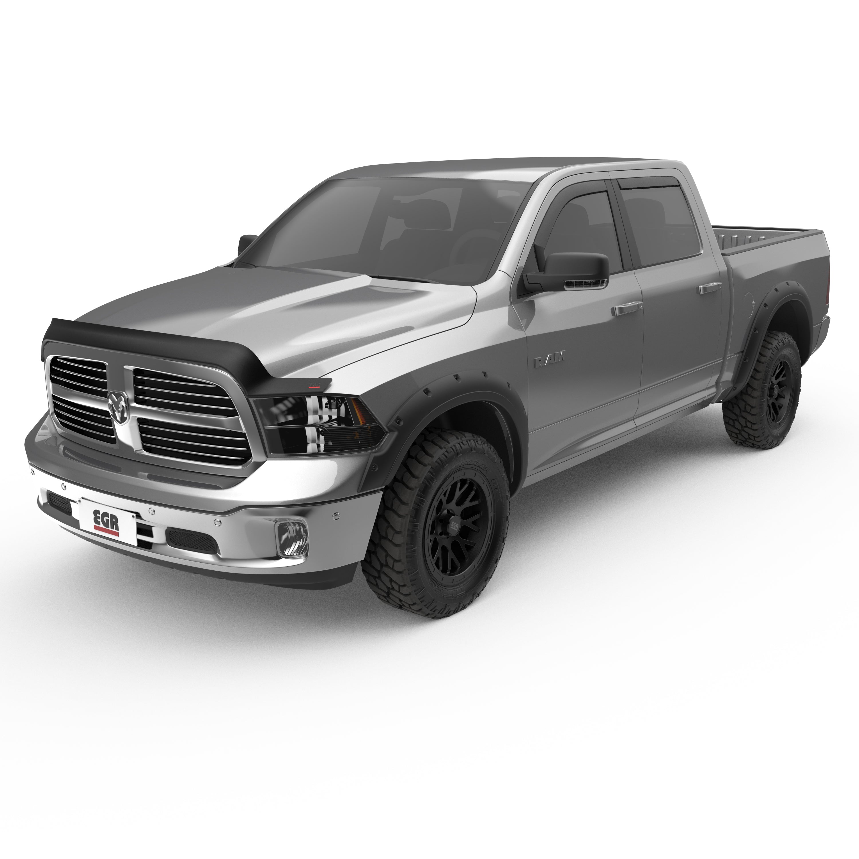 EGR in-channel window visors front & rear set dark smoke Crew Cab 09-18 Dodge Ram 1500 11-18 Ram 2500