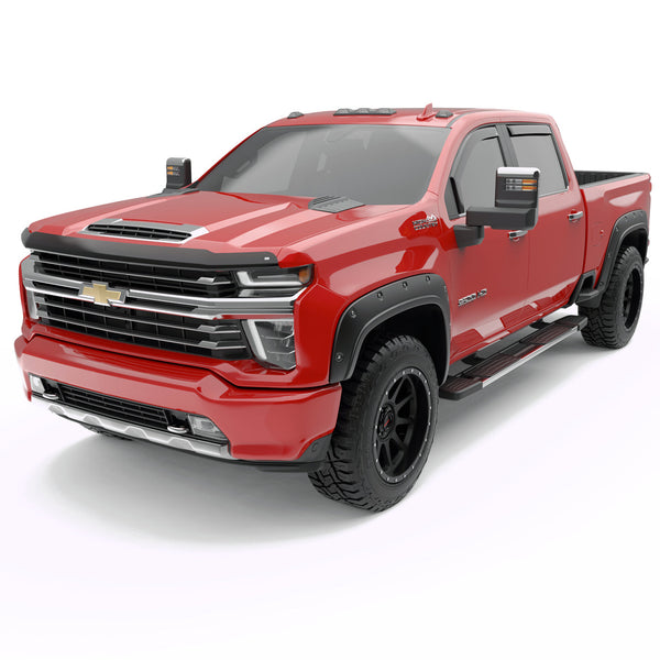 EGR in-channel window visors front & rear set dark smoke Extended 20-22 Cab Chevrolet Silverado & GMC Sierra 2500HD & 3500HD