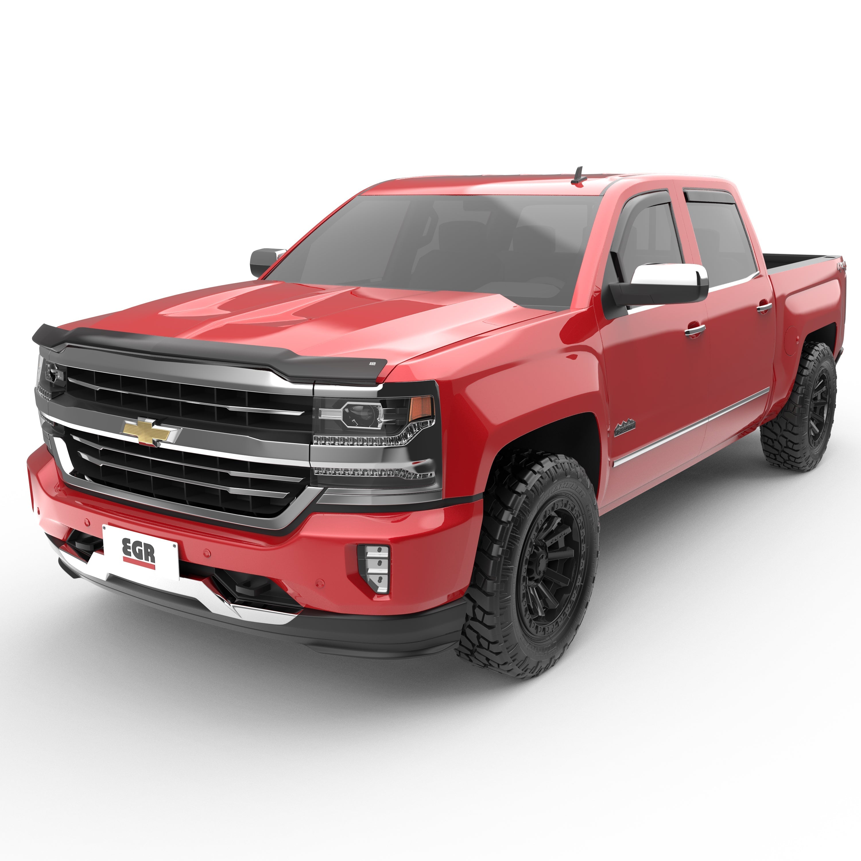 EGR in-channel window visors front & rear set matte black Extended Cab 15-19 Chevrolet Silverado & GMC Sierra 2500HD, 3500HD 14-18 Extended Cab Chevrolet Silverado & GMC Sierra 1500