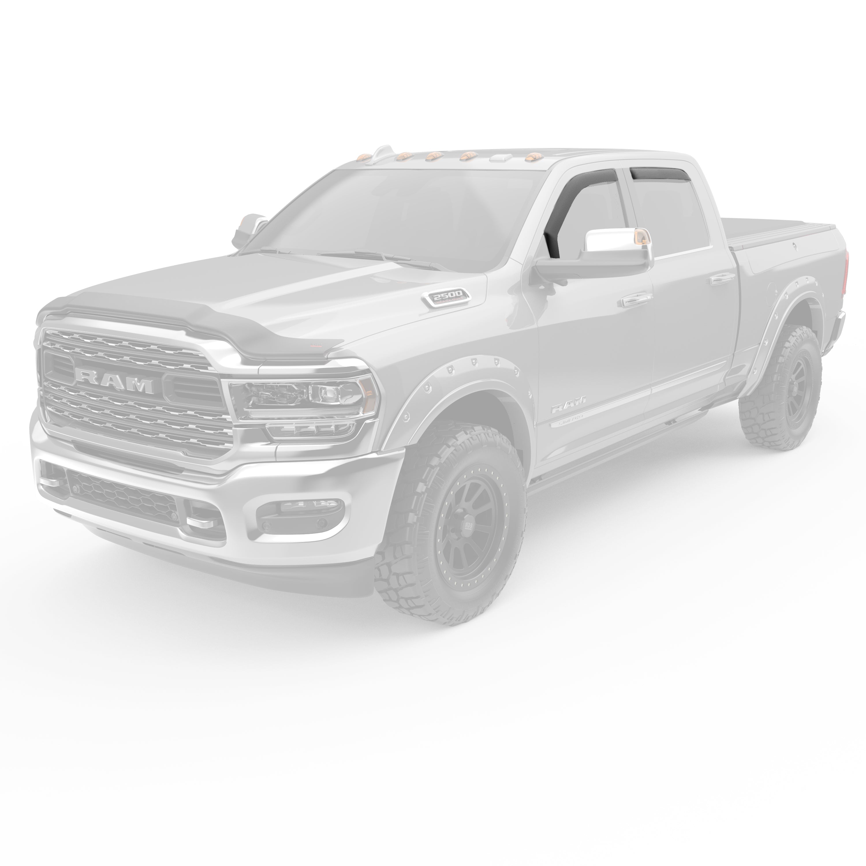 EGR in-channel window visors front & rear set matte black Crew Cab 19-22 Ram 2500 & 3500