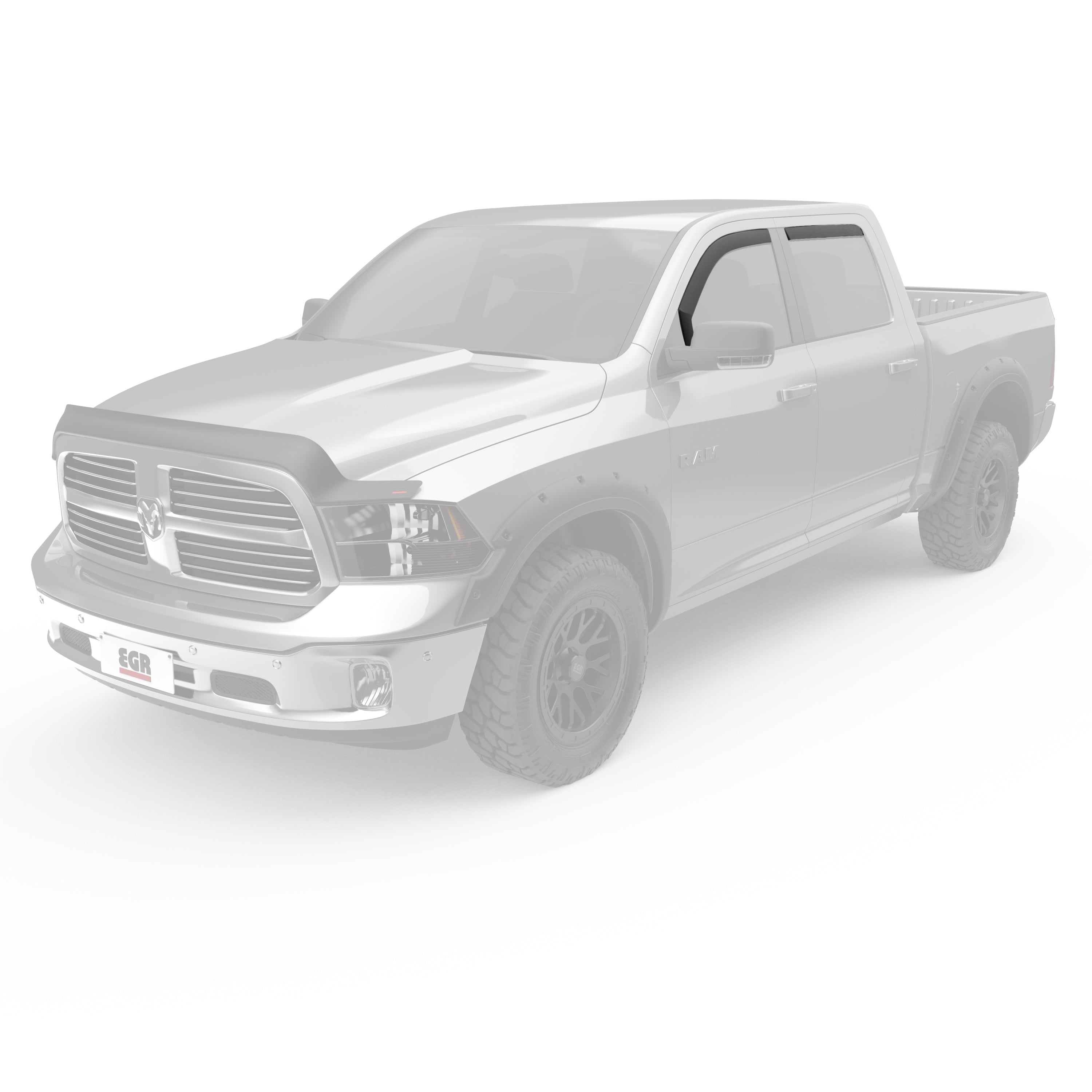 EGR in-channel window visors front & rear set dark smoke Crew Cab 09-18 Dodge Ram 1500 11-18 Ram 2500